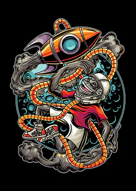 Astro Monkey Illustration