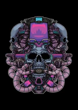 Cyborg Skull Illustration