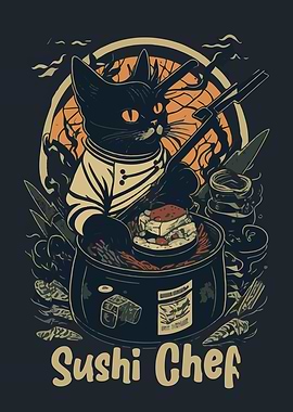 Cat Japanese Sushi Chef
