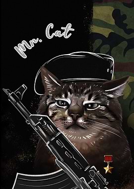 Cute Cat With his Gun