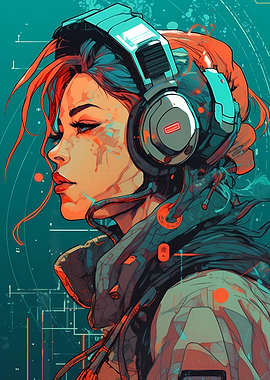 Trend Girl with Headphones