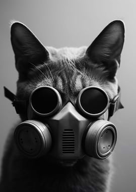 Cats in Combat Gas Mask
