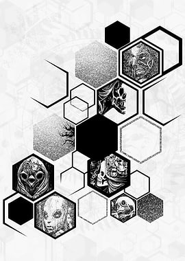 Skulls and hexagons