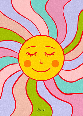 Retro happy sun