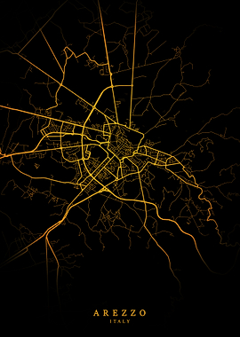 Arezzo City Map Gold
