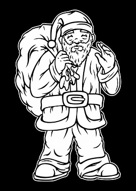 Santa Black and White 04