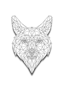 Wolf Low Poly Wireframe