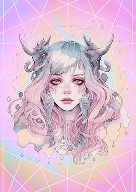 Watercolor Pastel Goth Art