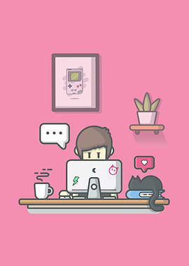 Male Working On Laptop