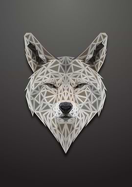 Wolf Low Poly Engraved