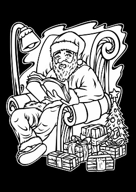 Santa Black And White 01