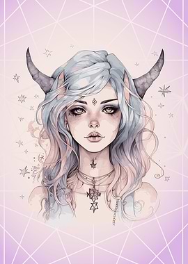 Watercolor Pastel Demon