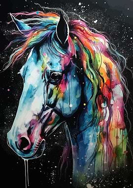 Rainbow Watercolor Unicorn