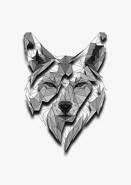 Wolf Low Poly Half Frame