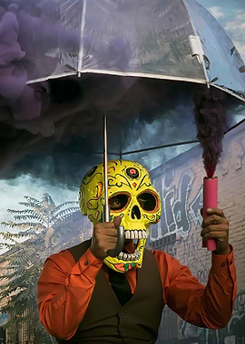 Skull Face Mask Man Smoke