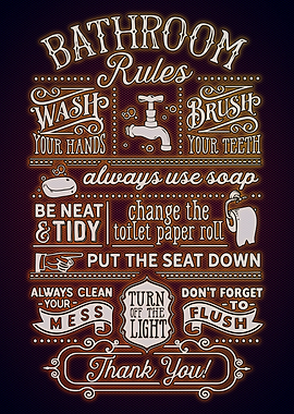 Funny Bathroom Neon Poster