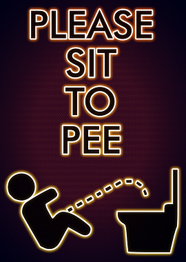 Funny Bathroom Neon Poster