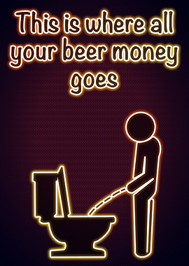 Funny Bathroom Neon Poster