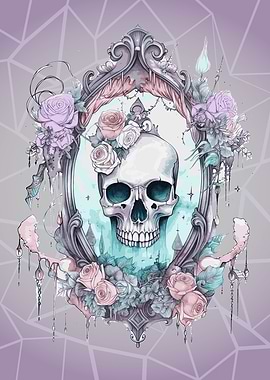 Pastel Goth Floral Skull