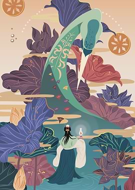 Japanese fantasy art crane