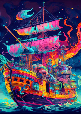 Colorful Ocean Ship