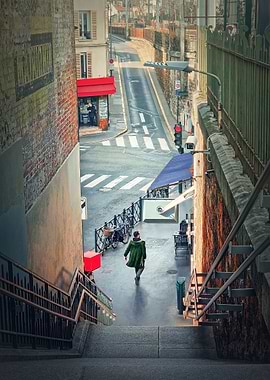 street scene Asnieres town