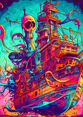 Colorful Ocean Ship