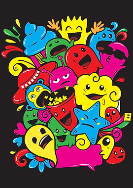 Colorful doodle monster