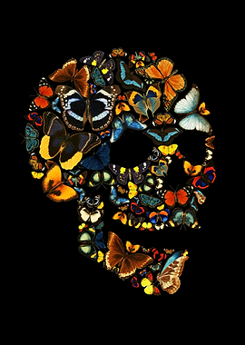 Butterfly Skull Vintage