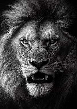 Angry Lion Face Animal