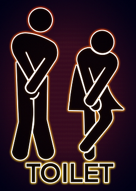 Funny Bathroom Neon Poster