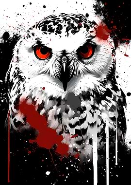 Snowy Owl Ink Painting