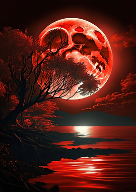 Red moon forest dark