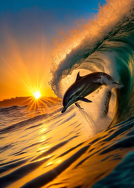 Dolphin surfing