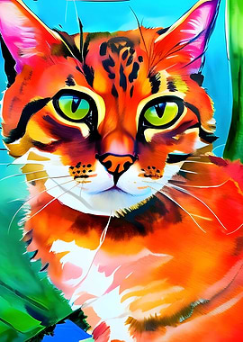 Tabby cat with green eyes