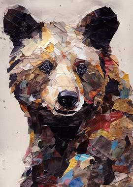 Bear Portrait Torn Paper