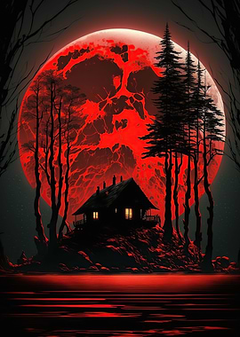 Red moon forest dark