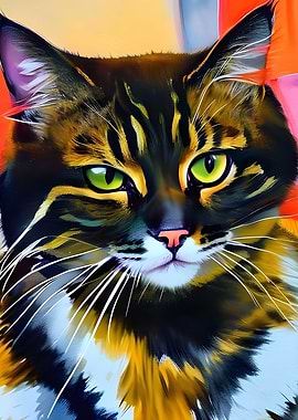 Vibrant Watercolor Tabby