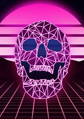 Skull Synthwave Art
