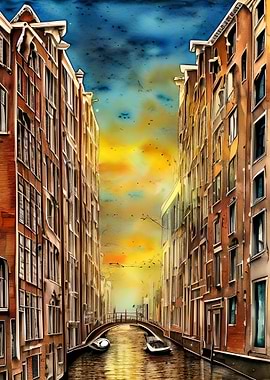 Sunset at Venice Poster