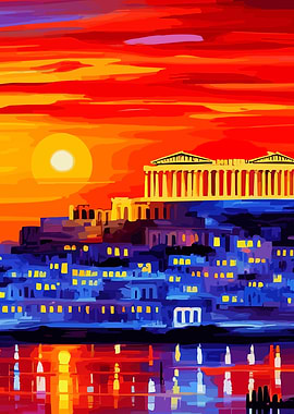 Athens At Sunset Cool Art