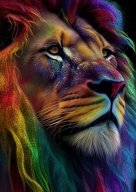 Colorful Lion Animals