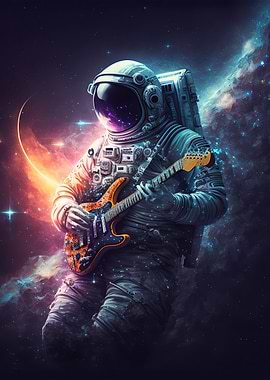 Astronaut playing guitar