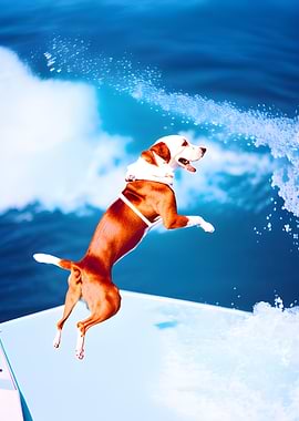 Jumping Dog in Water