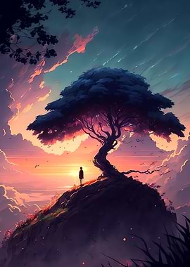 Anime Sunset Scenery