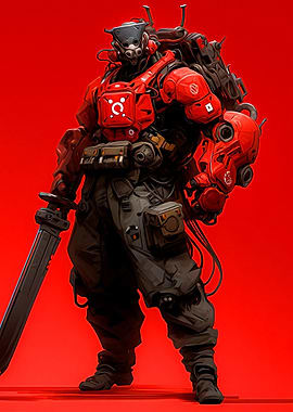 Red Cyborg Warrior