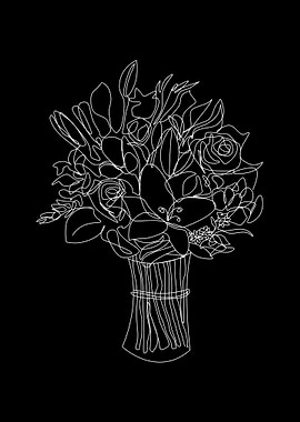 One line art flower