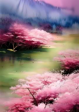 Mist Spring in Forest