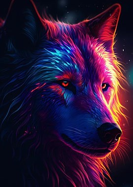 Colorful Wolf Portrait 12
