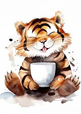 Coffee with Cute Tiger